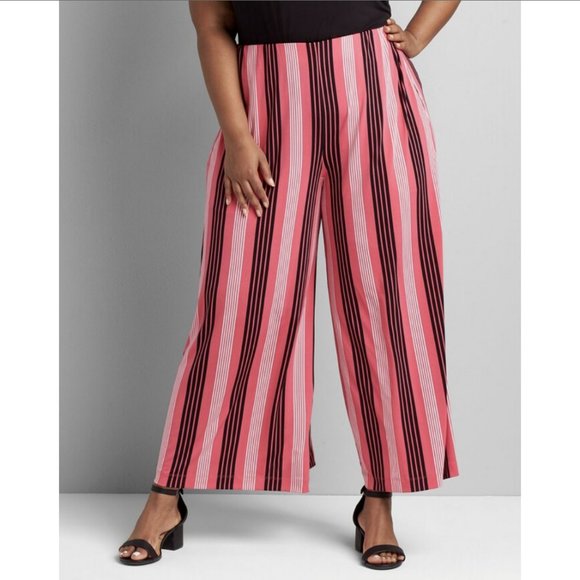 LANE BRYANT PRINTED KNIT KIT PULL-ON WIDE LEG MID-RISE PANT - Picture 1 of 3